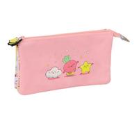 Safta - Triple School Pencil Case Mr. Wonderful Comic, Pencil Case Organizer with 3 Separate Compartments with Zip, Central Interior Pocket with Zip, Pink, Measures 22 x 3 x 12 cm