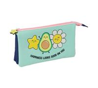 Safta - Triple School Pencil Case, Mr. Wonderful Star, Pencil Case Organizer with 3 Separate Compartments with Zip and Inner Central Pocket, Children and Youth, Measures 22 x 3 x 12 cm