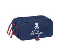 Safta - Triple School Pencil Case The Octopus Big, Youth Pencil Case with 3 Compartments and Zippers, Front Pocket with Zip, Back Strap Adaptable to Backpack Carrier, Measures 21.5 x 8 x 10 cm