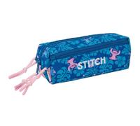 Safta - Triple Small Stitch Lilo School Pencil Case 22 cm with Elastic Back Rubber, Pencil Case Organizer 3 Compartments with Zip, Children Back to School, Measures 22 x 6 x 8.5 cm