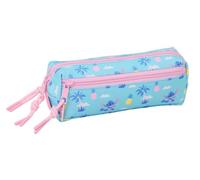 Safta - Triple Small Stitch Waves School Pencil Case, 22 cm, Children's Pencil Case with 3 Compartments and Zippers, Elastic Back to Attach to Notebook or Folder, Measures 22 x 6 x 8.5 cm