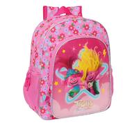 safta TROLLS 3 School Backpack, Children's Backpack, Adaptable to Pram, Ideal for Schoolchildren, Comfortable and Versatile, Quality and Resilience, 32 x 12 x 38 cm, Pink, Estándar,