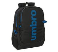 Safta UMBRO Jet Black - Children's School Backpack, Ideal for Children of Different Ages, Comfortable and Versatile, Quality and Resistance, 32 x 16 x 44 cm, Black/White, M, Casual