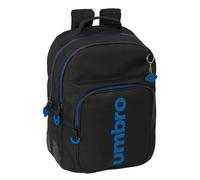 Safta UMBRO Jet Black - Children's School Backpack, Ideal for Children of Different Ages, Comfortable and Versatile, Quality and Resistance, 32 x 15 x 42 cm, Black/White, M, Casual