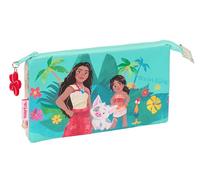 Safta VAIANA - Triple Pencil Case, Children's Pencil Case, Ideal for School Children, Comfortable and Versatile, Quality and Resistance, 22 x 3 x 12 cm, Beige/Blue, Beige/Blue, Estándar, Casual