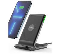 SAFUEL Wireless Charger Phone Stand, 15W Qi Wireless Charging Holder with Sleep-friendly Adaptive Light & Dual Charging Modes for iPhone 15 14 13 12 11 Pro Max X Plus Samsung S22 S21 Google LG