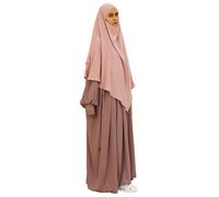 Safwa Khimar Jazz 2 Veils - Modest and Stylish Long Hijab - Premium Wrinkle Free, Fluid and Opaque Headband with Chin Cover - Maximum Comfort and Coverage - Made in Egypt, Pink, One size