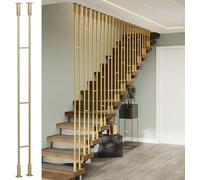 SAFWELAU Banister Rails Modern Stair Railing System - Metal Balusters with Square Columns for Indoor & Attic Use, Ceiling/Floor Mount Handrail Posts, Hardware Included(Gold(1 Pc),H-145cm(4.8ft))