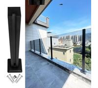 SAFWELAU Banister Rails Stainless Steel Balustrade Posts Glass Panel Post Black for Deck Balcony Courtyard, 304 Stainless Steel Stairs Balustrade Columns (Color : End Post, Size : 95cm/37.4in)