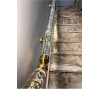 SAFWELAU Banister Rails Stair Handrail Wall Mounted Railing Grab Bar with Silver/Golden Brackets, Clear Bubble Acrylic Handrail Kit for Indoor Stair(Gold,320cm/10.5ft/126in)