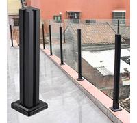 SAFWELAU Banister Rails Staircase Baluster Landing Frameless Glass Balustrade Kit with Spigot Slots & Reinforced Base, 150 140 130 120 110 100 90 80 70 60 CM Tall(Corner Post,90cm/35.4in)