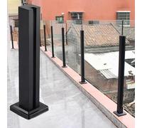 SAFWELAU Banister Rails Staircase Baluster Landing Frameless Glass Balustrade Kit with Spigot Slots & Reinforced Base, 150 140 130 120 110 100 90 80 70 60 CM Tall(End Post,90cm/35.4in)