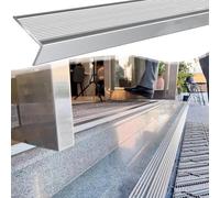 SAFWELAU Edging Strip Door threshold bar L-shaped modern stair nosing, Aluminium alloy Non-slip stair nosing for threshold edge/step protection/wooden floor, Tread edge protection(Silver,L 90cm (35.4"