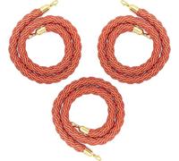 SAFWELAU Grand Openings Twisted Queue Ropes 1 2 3 4 Pcs, Twisted Safety Barrier Ropes for Movie Theaters Hotels Restaurants, Braided Obstacle Lines with Gold Plated Stainless Steel Snap Hooks(3 pack,3