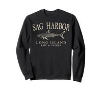 Sag Harbor Long Island NY Shark Arched Antique White Letters Sweatshirt