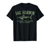 Sag Harbor Long Island NY Shark Arched Lime Letters T-Shirt