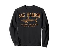 Sag Harbor Long Island NY Shark Arched Orange Letters Sweatshirt