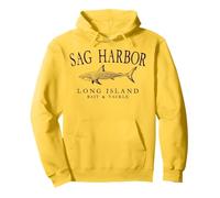 Sag Harbor Long Island NY Shark Arched Plum Letters Pullover Hoodie