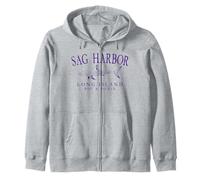 Sag Harbor Long Island NY Shark Arched Purple Letters Zip Hoodie