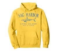 Sag Harbor Long Island NY Shark Fishing Arched Blue Letters Pullover Hoodie