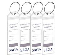 Saga Cruise Luggage Tag Holders [4 Pack] - Waterproof, Durable Plastic with Steel Loops - Fits All Saga Ships for Cruising in 2025, 2026 and 2027 - Cruise Essentials by Anchors Up