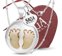 SAGA GIOIELLI Angel Caller Necklace for Pregnancy Mexican Bola Gold Feet, Alloy Steel