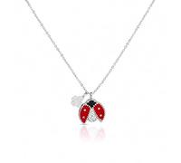 SAGA GIOIELLI® Ladies Lucky Charm Necklace with Ladybird and Four Leaf Clover Stainless Steel - Length 41+2 in - Gift Box Included - Mother's Day - Birthday