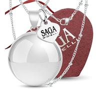 SAGA GIOIELLI - Long Pregnancy Angel Caller Necklace with Pregnancy Angel Caller Pendant, Pregnancy Gift Ideas for Pregnant Women as a Fortune Holder, Gift Box, L, Stainless Steel, 0 US