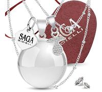 SAGA GIOIELLI - Long Pregnancy Angel Caller Necklace with Pregnancy Angel Caller Pendant, Pregnancy Gift Ideas for Pregnant Women as a Fortune Holder, Gift for Mother and Friend, CHIAMA ANGELI