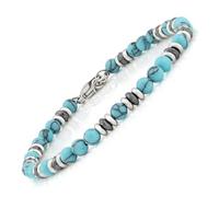 SAGA GIOIELLI Men's Bracelet - Women's Steel - Unisex, Natural Stones 4 mm, Length 17.5 + 3 cm - Faceted Crystals - Gift Box, 20.5 Centimetri, Stainless Steel Natural Stone Stainless Steel, Natural