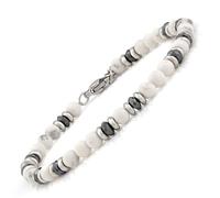 SAGA GIOIELLI Men's Bracelet - Women's Steel - Unisex, Natural Stones 4 mm, Length 17.5 + 3 cm - Faceted Crystals - Gift Box, 20.5 Centimetri, Stainless Steel Natural Stone Stainless Steel, Natural