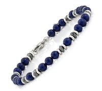 SAGA GIOIELLI Men's Bracelet - Women's Steel - Unisex, Natural Stones 4 mm, Length 17.5 + 3 cm - Faceted Crystals - Gift Box, 20.5 Centimetri, Stainless Steel Natural Stone Stainless Steel, Natural