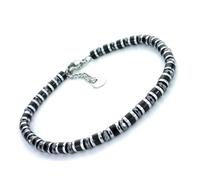 SAGA GIOIELLI® Men's Coloured Rondelle Steel Bracelet, 18.0 centímetros, Crystal Stainless Steel