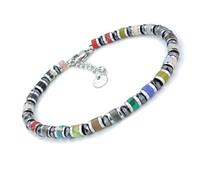 SAGA GIOIELLI® Men's Coloured Rondelle Steel Bracelet, 18.0 centímetros, Stainless Steel