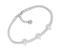 SAGA GIOIELLI® Unisex Women's and Men's Bracelet Gold Plated, Silver, Adjustable Length, Four Leaf Clover, Steel, 17 cm, Stainless Steel