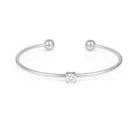 SAGA GIOIELLI® Women's Adjustable Stainless Steel Bracelet with 5mm Cubic Zirconia - Light Point Elegant Open Bangle Bracelet - Fine Gift Idea