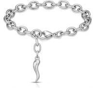 SAGA GIOIELLI® Women's Lucky Lucky Charm Bracelet - Clover, Ladybird or Horseshoe - Gift Boxed, 20.0 Centimetri, Stainless Steel, Stainless Steel