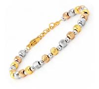 SAGA GIOIELLI Women's Three Gold Nuggets Stainless Steel Bracelet - Length 16.5 + 3.5 cm - Grit 4mm - Gift Boxed - Unisex