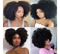 SAEIALL Brazilian Afro Kinky Curly Clip In Hair Extensions 8pcs 18clips 120g/pck Brazilian Virgin Remy Human Hair 4b/4c Afro Clip Ins (1 bundle 12inch, natural black)