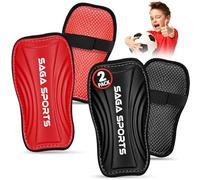 SAGA SPORTS 2 Pair Football Shin Pads Boys - Lightweight with Elastic Strap - Kids Shin Pads with EVA Cushion - Comfortable Shin Guards & Impact Protection for Boys Girls Age 3-10+