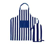 Sagaform Aron apron and oven glove set Blue-beige