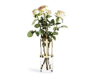 Sagaform Designer Adjustable Glass Vase, 9 7/8" x 4", clear/gold, 5017869