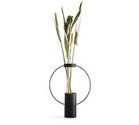 Sagaform Moon Vase, Large, Black, Powder-Coated Metal, Practical Vase for Long Flowers, Boho Decorative Vase, Design by Pascal Charmolu