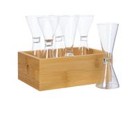Sagaform Nature shot glasses in bamboo box 6-pack 4 amboo Clear