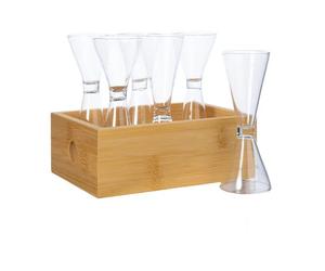 Sagaform Nature shot glasses in bamboo box 6-pack 4 amboo Clear