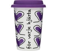 Sagaform Travel Porcelain Mug with Airtight Lid for Hot & Cold Drinks | Outdoor Coffee and Tea Cup for Car | All Heart Mug