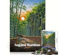 Sagano Bamboo Forest Japan Illustration Hard Jigsaw Puzzle for Adults 1000 Pieces Fine Logic Toy Calm Fun Neat Edge Thoughtful Gift (38x52cm)