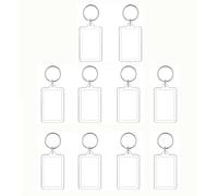 SagaSave 10 Pcs Blank Photo Keychain, 5.2 * 3.4cm Rectangle Double Sided Clear Picture Frame Keyrings, Personalised Photo Key Fob for Family, Friends, Couples