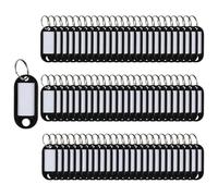 SagaSave 100 Pieces Keyring Tags Key Labels Plastic Key Fobs ID Tags Key Rings Luggage ID Name Key Rings with Split Keyring Key Labels Keychain Rings (Black)