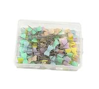 SagaSave 100Pcs Flat Head Sewing Pins, Multi Shape Button Head Pins DIY Quilting Tool Sewing Accessories with Storage Box